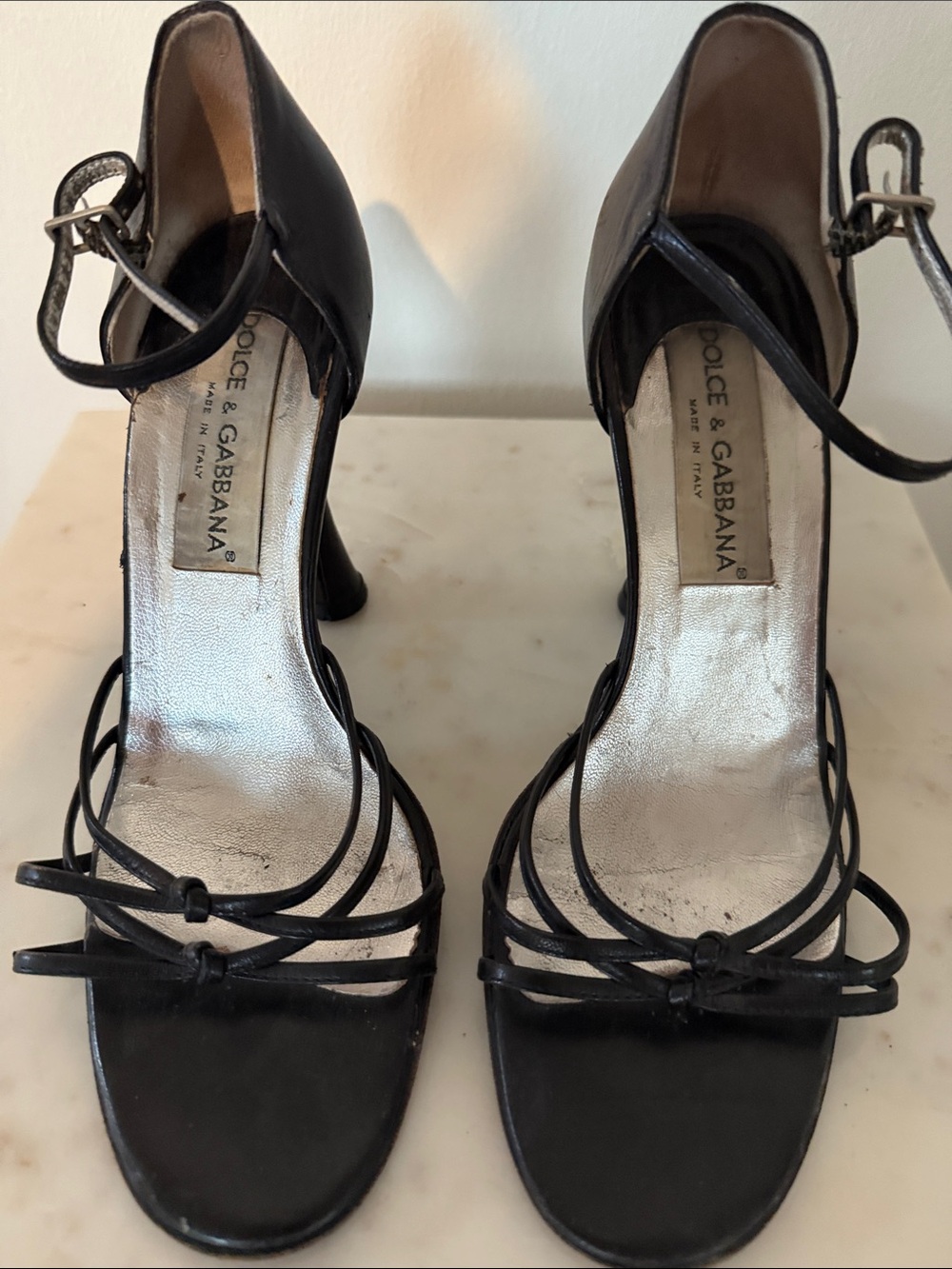Dolce & Gabbana Black Strappy Ankle‑Buckle Heels
